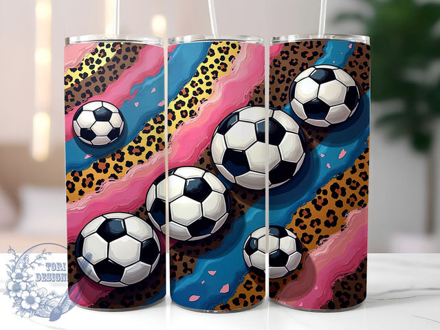 Animal Print Soccer 20 oz Straight Tumbler Sublimation Design Digital Download PNG, Skinny Tumbler Design Digital, Girl Soccer Tumbler Wrap Sublimation ToriDesigns 