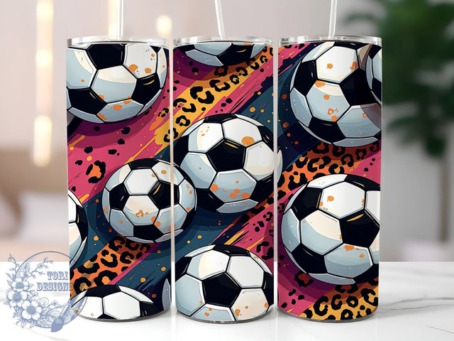 Animal Print Soccer 20 oz Straight Tumbler Sublimation Design Digital Download PNG, Skinny Tumbler Design Digital, Girl Soccer Tumbler Wrap Sublimation ToriDesigns 