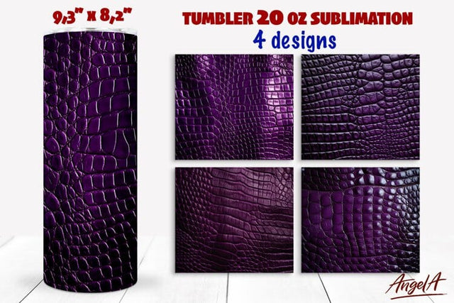 Animal print tumbler / crocodile print / purple leather Sublimation Angelina Semenova 