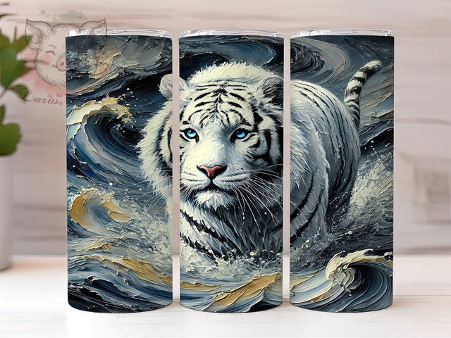 Animal Print White Tiger Tumbler, Sublimation Tumbler, 20oz Tumbler Wrap, Animal Print Tumbler, Cute Tumbler Design, Personalized Tumbler, Wildlife Tumbler Sublimation Sublimation Lara' s Designs 