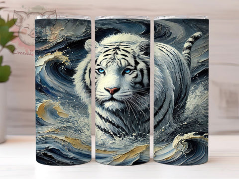 Animal Print White Tiger Tumbler, Sublimation Tumbler, 20oz Tumbler Wrap, Animal Print Tumbler, Cute Tumbler Design, Personalized Tumbler, Wildlife Tumbler Sublimation Sublimation Lara' s Designs 