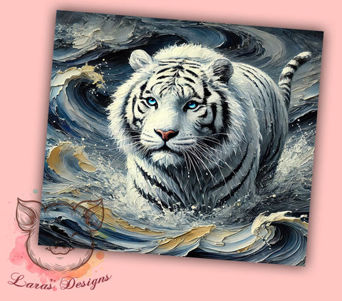 Animal Print White Tiger Tumbler, Sublimation Tumbler, 20oz Tumbler Wrap, Animal Print Tumbler, Cute Tumbler Design, Personalized Tumbler, Wildlife Tumbler Sublimation Sublimation Lara' s Designs 