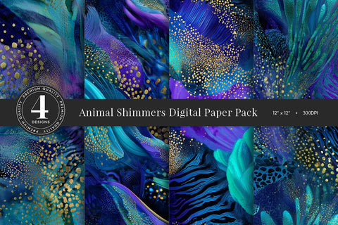 Animal Shimmers Digital Paper Pack Sublimation BijouBay 