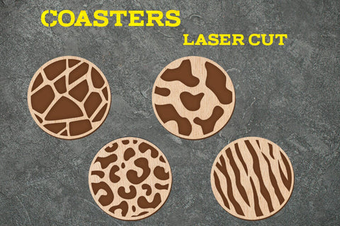 Animal skin pattern round coaster, Laser engraving template SVG AnastasiyaArtDesign 