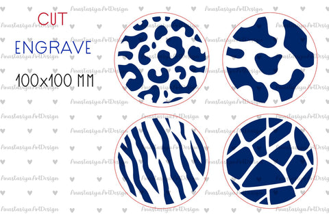 Animal skin pattern round coaster, Laser engraving template SVG AnastasiyaArtDesign 