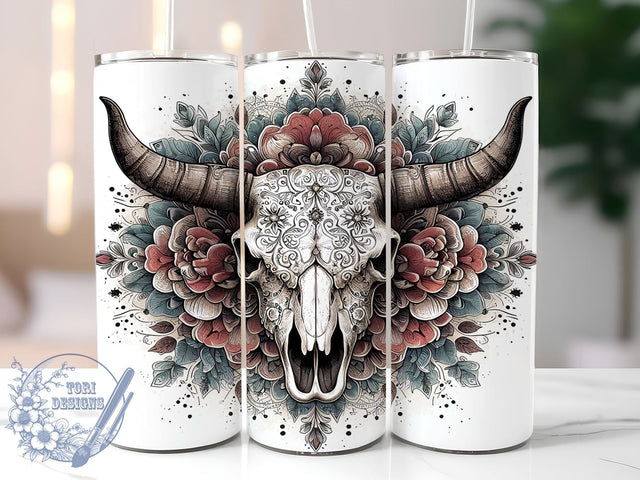 Animal Skull 20oz Skinny Tumbler, Gothic Skulls Tumbler Png, Straight & Tapered Tumbler Wrap, Instant Digital Download Sublimation ToriDesigns 