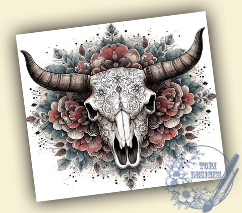 Animal Skull 20oz Skinny Tumbler, Gothic Skulls Tumbler Png, Straight & Tapered Tumbler Wrap, Instant Digital Download Sublimation ToriDesigns 