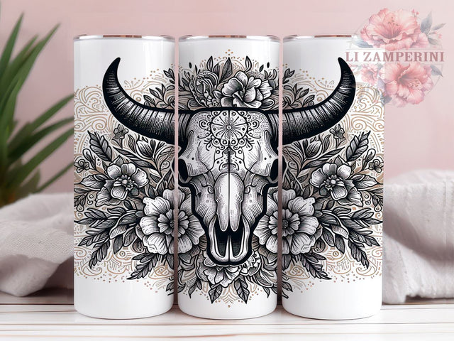 Animal Skull 20oz Tumbler Wrap PNG, Cow Skull Tumbler Png, Straight & Tapered Tumbler Wrap, Instant Digital Download Sublimation Li Zamperini 