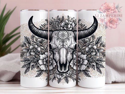 Animal Skull 20oz Tumbler Wrap PNG, Cow Skull Tumbler Png, Straight & Tapered Tumbler Wrap, Instant Digital Download Sublimation Li Zamperini 