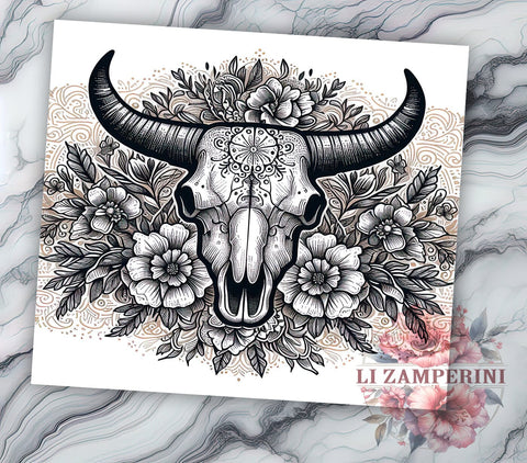 Animal Skull 20oz Tumbler Wrap PNG, Cow Skull Tumbler Png, Straight & Tapered Tumbler Wrap, Instant Digital Download Sublimation Li Zamperini 