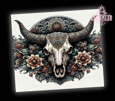Animal Skull 20oz Tumbler Wrap Sublimation Design, Straight Tapered Tumbler Wrap, Cow Skull Tumbler Png, Instant Digital Download Sublimation SvggirlplusArt 