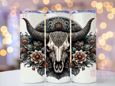 Animal Skull 20oz Tumbler Wrap Sublimation Design, Straight Tapered Tumbler Wrap, Cow Skull Tumbler Png, Instant Digital Download Sublimation SvggirlplusArt 