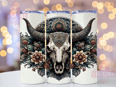Animal Skull 20oz Tumbler Wrap Sublimation Design, Straight Tapered Tumbler Wrap, Cow Skull Tumbler Png, Instant Digital Download Sublimation SvggirlplusArt 