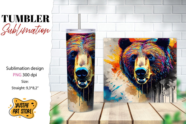 Animal tumbler sublimation. Bear sublimation design Sublimation Yustaf Art Store 