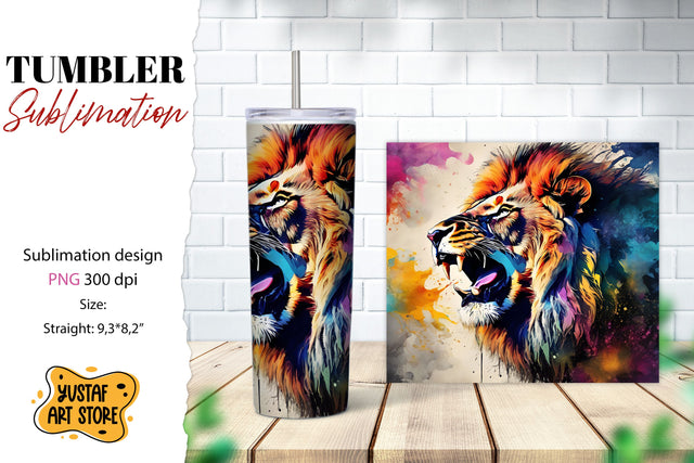 Animal tumbler sublimation. Lion sublimation design Sublimation Yustaf Art Store 