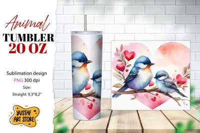 Animal tumbler sublimation. Mom and baby bird tumbler wrap Sublimation Yustaf Art Store 