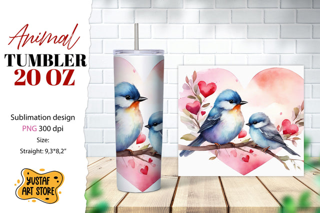 Animal tumbler sublimation. Mom and baby bird tumbler wrap Sublimation Yustaf Art Store 