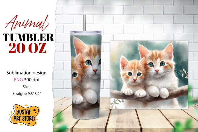 Animal tumbler sublimation. Mom and baby cat tumbler wrap Sublimation Yustaf Art Store 