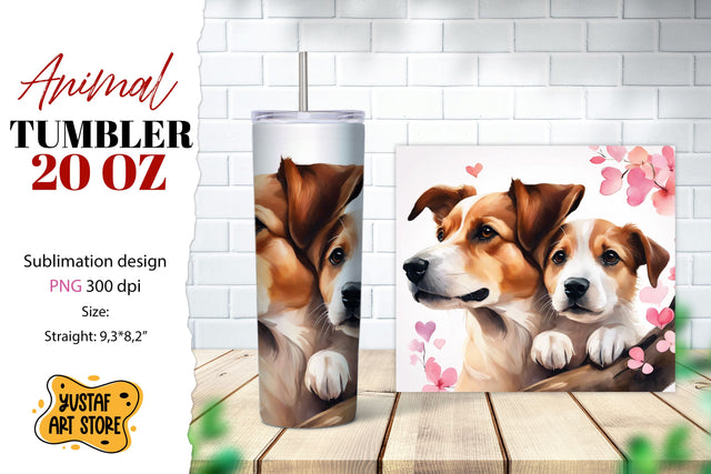 Animal tumbler sublimation. Mom and baby dog tumbler wrap Sublimation Yustaf Art Store 