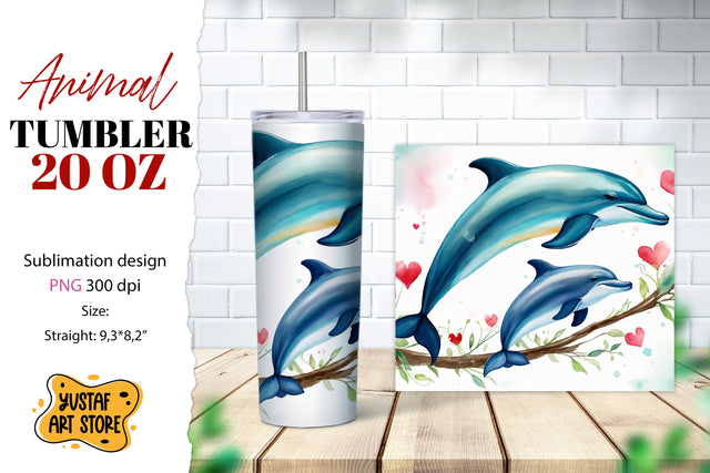 Animal tumbler sublimation. Mom and baby dolphin tumbler Sublimation Yustaf Art Store 