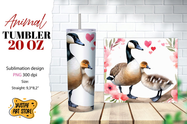 Animal tumbler sublimation. Mom and baby duck tumbler wrap Sublimation Yustaf Art Store 
