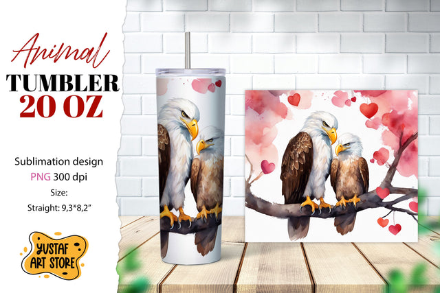 Animal tumbler sublimation. Mom and baby eagle tumbler wrap Sublimation Yustaf Art Store 