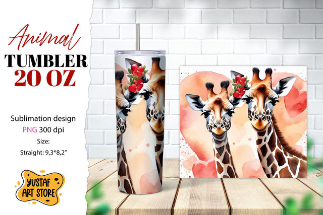 Animal tumbler sublimation. Mom and baby giraffe tumbler Sublimation Yustaf Art Store 