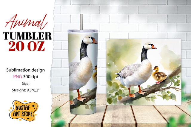 Animal tumbler sublimation. Mom and baby goose tumbler wrap Sublimation Yustaf Art Store 