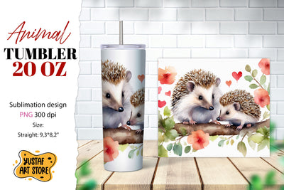 Animal tumbler sublimation. Mom and baby hedgehog tumbler Sublimation Yustaf Art Store 