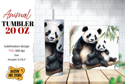 Animal tumbler sublimation. Mom and baby Panda tumbler wrap Sublimation Yustaf Art Store 