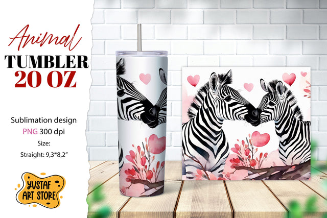 Animal tumbler sublimation. Mom and baby zebra tumbler wrap Sublimation Yustaf Art Store 