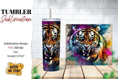 Animal tumbler sublimation. Tiger sublimation design Sublimation Yustaf Art Store 
