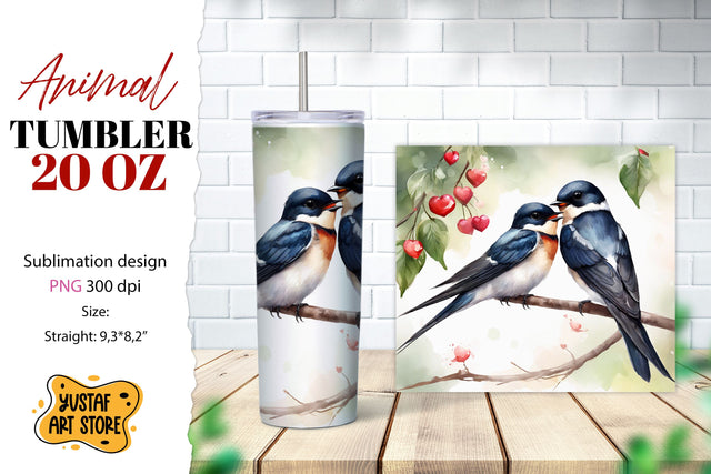 Animal tumbler sublimation.Mom and baby bird swallow tumbler Sublimation Yustaf Art Store 