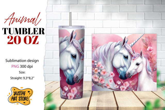 Animal tumbler sublimation.Mom and baby Unicorn tumbler wrap Sublimation Yustaf Art Store 