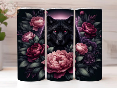 Animal Wolf 20oz Tumbler Png, Straight & Tapered Tumbler Png, Black Wolf Tumbler Png, Digital Download PNG Sublimation Lara' s Designs 