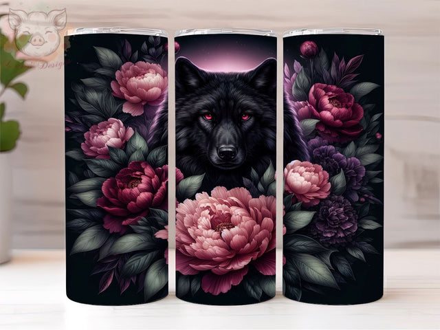 Animal Wolf 20oz Tumbler Png, Straight & Tapered Tumbler Png, Black Wolf Tumbler Png, Digital Download PNG Sublimation Lara' s Designs 