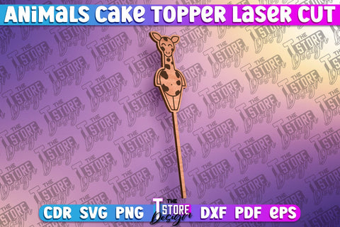 Animals Cake Topper Laser Cut | Cake Topper Design | CNC File SVG The T Store Design 