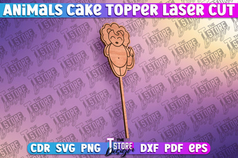 Animals Cake Topper Laser Cut | Cake Topper Design | CNC File SVG The T Store Design 