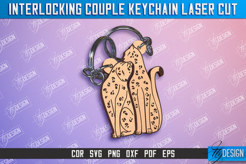 Animals Couple Keychain Bundle | Interlocking Couple Keychain Design | CNC Files SVG Fly Design 