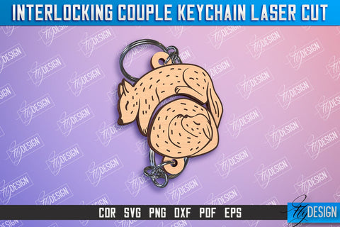 Animals Couple Keychain Bundle | Interlocking Couple Keychain Design | CNC Files SVG Fly Design 