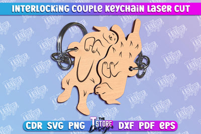 Animals Couple Keychain | Interlocking Couple Keychain Design | CNC Files SVG The T Store Design 