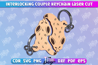 Animals Couple Keychain | Interlocking Couple Keychain Design | CNC Files SVG The T Store Design 