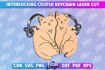 Animals Couple Keychain | Interlocking Couple Keychain Design | CNC Files SVG The T Store Design 
