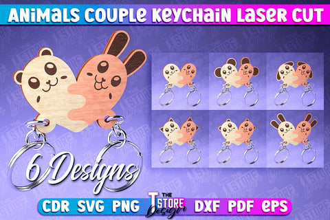 Animals Couple Keychain | Keychain Laser Cut Design | CNC Files SVG The T Store Design 