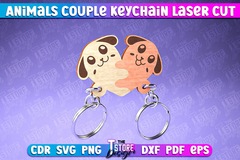 Animals Couple Keychain | Keychain Laser Cut Design | CNC Files SVG The T Store Design 