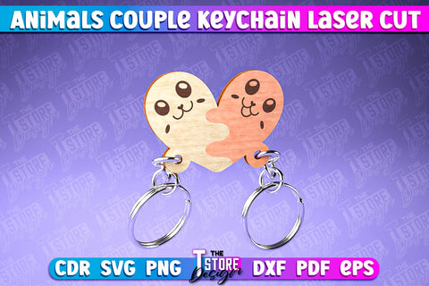 Animals Couple Keychain | Keychain Laser Cut Design | CNC Files SVG The T Store Design 