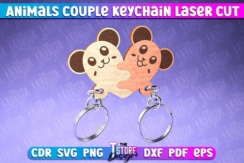 Animals Couple Keychain | Keychain Laser Cut Design | CNC Files SVG The T Store Design 