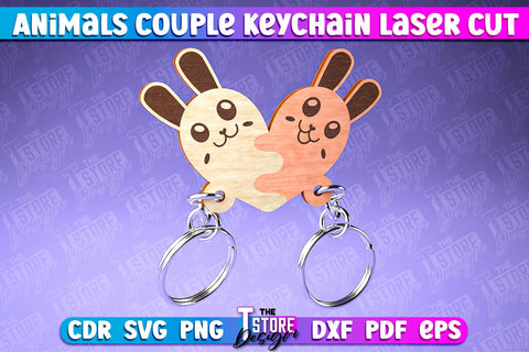 Animals Couple Keychain | Keychain Laser Cut Design | CNC Files SVG The T Store Design 