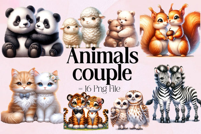 Animals Couple Sublimation Clipart Bundle ,Illustrator ,Quotes and Sayings,Food & Drink,On Sale, Print & Cut Sublimation Newmockups 