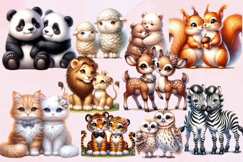 Animals Couple Sublimation Clipart Bundle ,Illustrator ,Quotes and Sayings,Food & Drink,On Sale, Print & Cut Sublimation Newmockups 